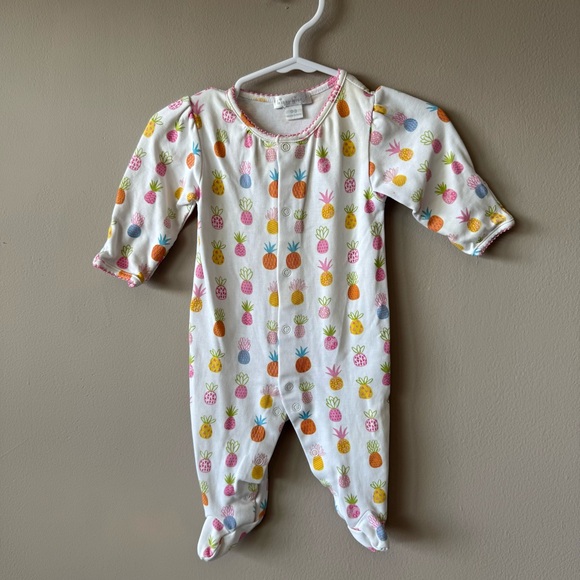 Kissy Kissy Baby Girl Pima Cotton Pineapple Footed Stretch Sleeper 0-3 Months - Picture 1 of 11